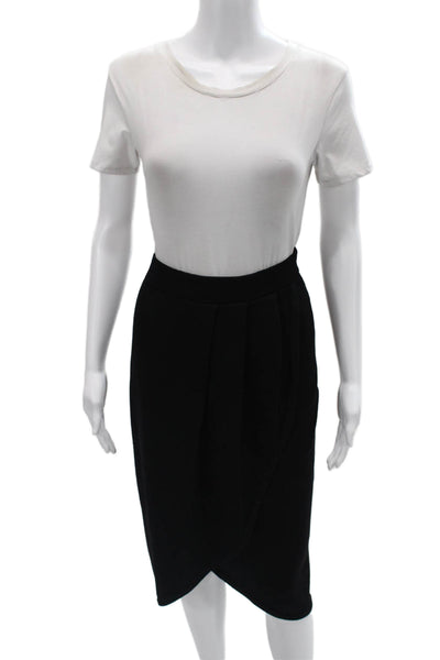 St. John Women Black Wool Rayon Pencil Tulip Skirt Knee Length Size 6