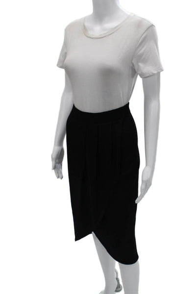 St. John Women Black Wool Rayon Pencil Tulip Skirt Knee Length Size 6