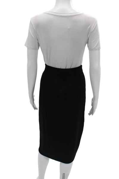 St. John Women Black Wool Rayon Pencil Tulip Skirt Knee Length Size 6