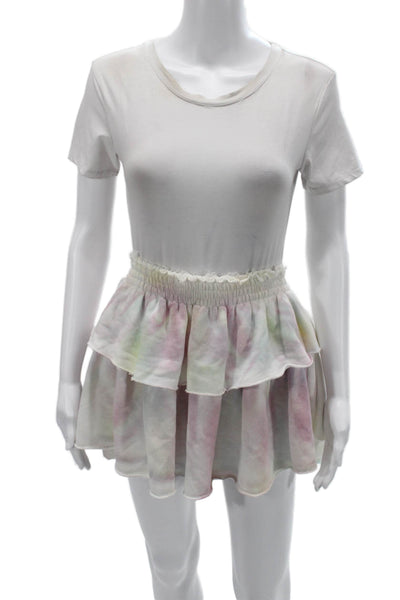 Love Shack Fancy Womens T Shirt Dress White Boho Short Sleeve Size XS