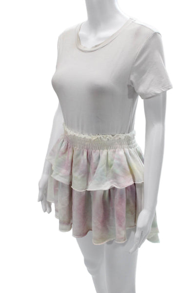 Love Shack Fancy Womens T Shirt Dress White Boho Short Sleeve Size XS