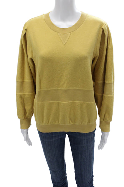 Love Shack Fancy Women Pullover Sweatshirts Yellow Crew Neck Size XS