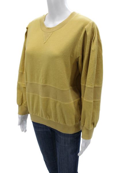Love Shack Fancy Women Pullover Sweatshirts Yellow Crew Neck Size XS