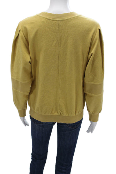 Love Shack Fancy Women Pullover Sweatshirts Yellow Crew Neck Size XS