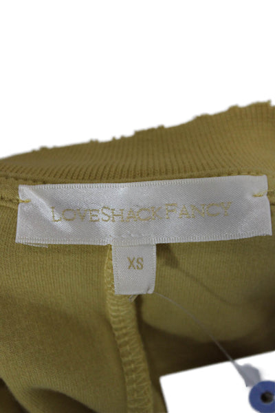 Love Shack Fancy Women Pullover Sweatshirts Yellow Crew Neck Size XS