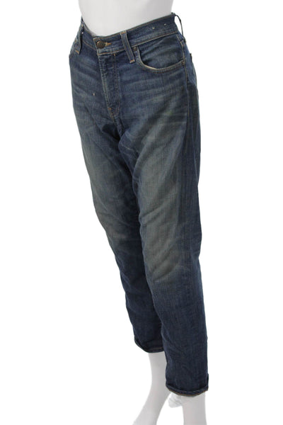 Madewell Unisex Cropped Straight Jeans Dark Blue Mid Rise Button Fly Size 30