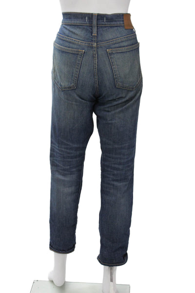 Madewell Unisex Cropped Straight Jeans Dark Blue Mid Rise Button Fly Size 30