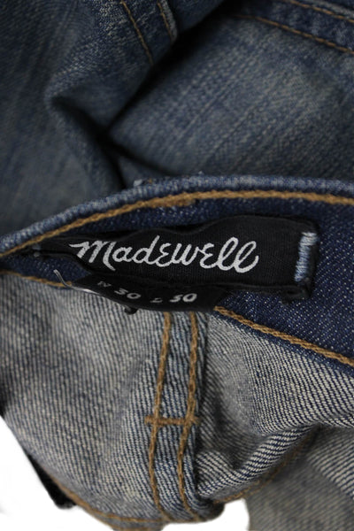 Madewell Unisex Cropped Straight Jeans Dark Blue Mid Rise Button Fly Size 30