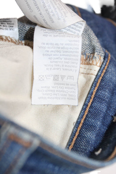 Madewell Unisex Cropped Straight Jeans Dark Blue Mid Rise Button Fly Size 30