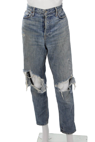 Grlfrnd Womens Boyfriend Mom Jeans Blue Mid Rise Size 26