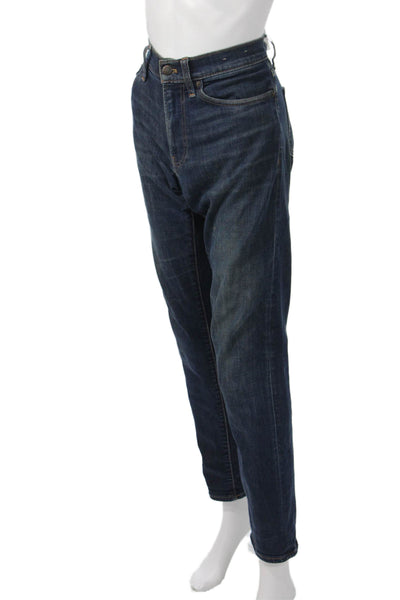 Madewell Unisex Straight Tapered Dark Blue Jeans Button Fly Mid Rise Size 30