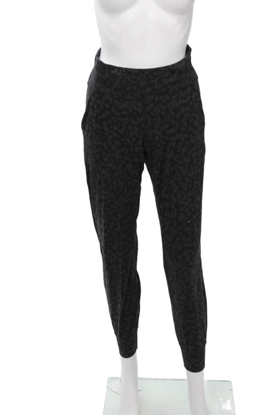 Lululemon Womens Black Leopard Print Jogger Sweatpants Nylon Blend Size 6