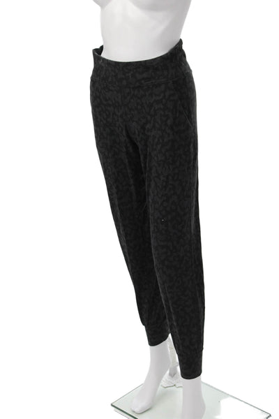Lululemon Womens Black Leopard Print Jogger Sweatpants Nylon Blend Size 6