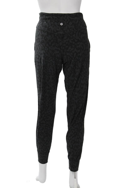 Lululemon Womens Black Leopard Print Jogger Sweatpants Nylon Blend Size 6
