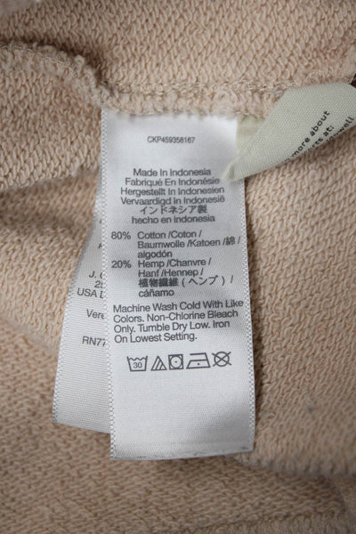 Madewell Women Beige Henley Sweatshirt Cotton Long Sleeve Size 2XS
