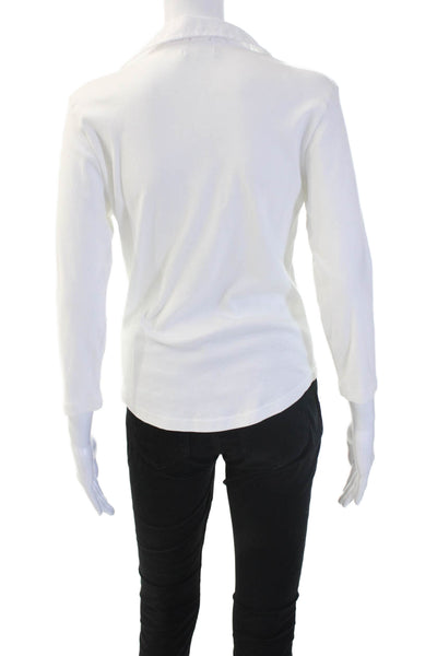 Velvet Women Basic White 100% Organic Cotton Collared 3/4 Sleeve Blouse Size L
