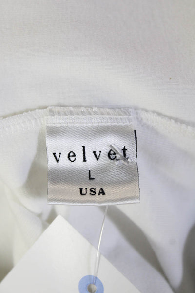 Velvet Women Basic White 100% Organic Cotton Collared 3/4 Sleeve Blouse Size L