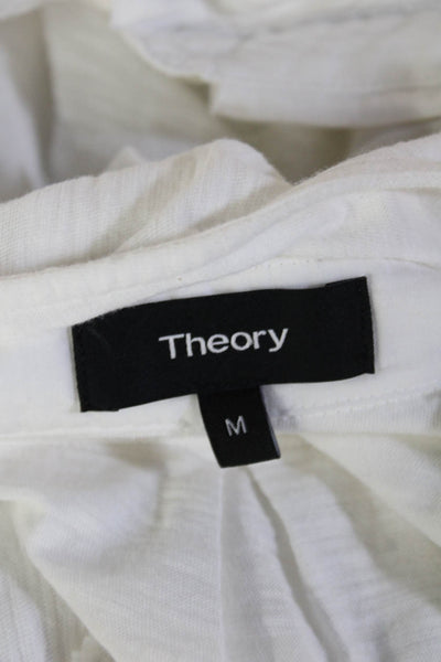 Theory Women Basic Sleeveless Collared Button Up Top White Size M