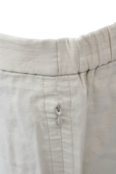 Theory Women Designer Cropped Ankle Beige Zip Solid Pants Size 8