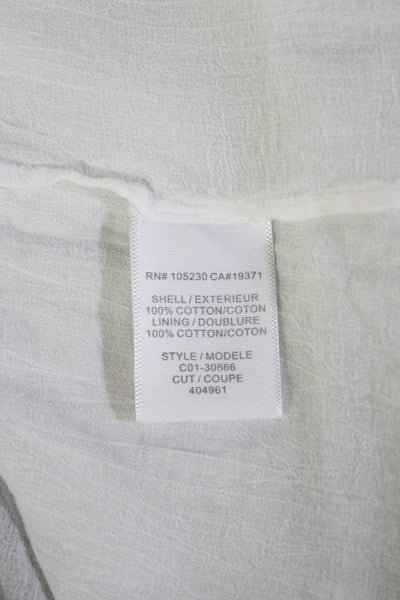 Joie Women White V-Neck Shirt Dress 3/4 Sleeve 100% Cotton Size M