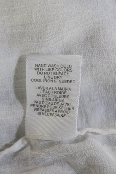 Joie Women White V-Neck Shirt Dress 3/4 Sleeve 100% Cotton Size M