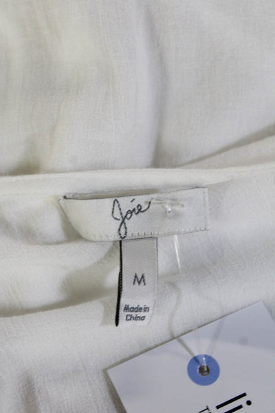 Joie Women White V-Neck Shirt Dress 3/4 Sleeve 100% Cotton Size M