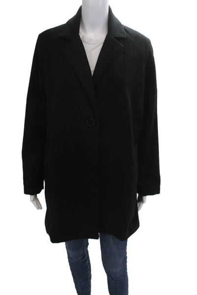 Jet John Eshaya Womens Overcoat Black Wool Button Long Sleeve Size M