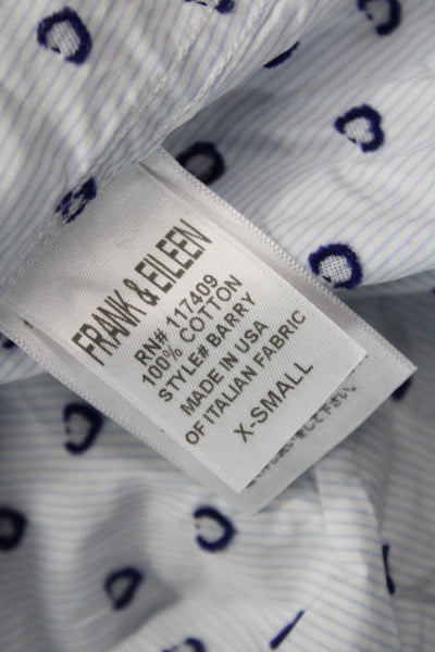 Frank & Eileen Womens Collared Button-Up Cotton Long Sleeve White Heart Size XS