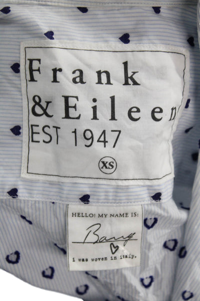 Frank & Eileen Womens Collared Button-Up Cotton Long Sleeve White Heart Size XS