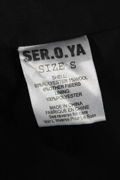 Ser.O.Ya Women Classic Herringbone Black Collared Blazer Long Sleeve Size S