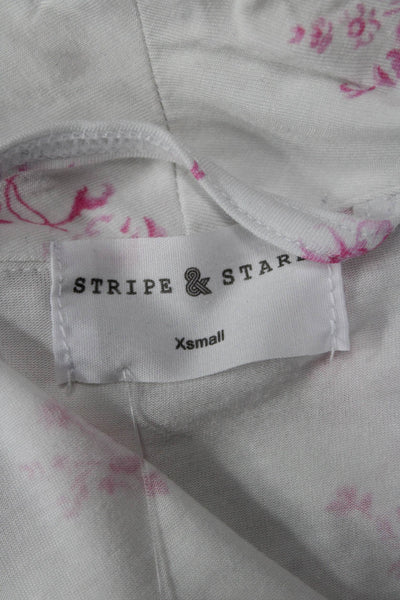 Stripe & Stare Women White Floral V Neck Wrap Cardigan Long Sleeve Size XS