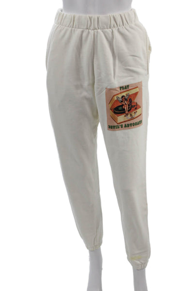 Boys Lie Unisex White Jogger Sweatpants Music Graphic 90% Cotton Size XS