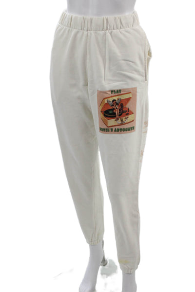 Boys Lie Unisex White Jogger Sweatpants Music Graphic 90% Cotton Size XS