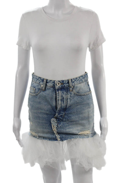 Unravel Project Womens Mini Pettiskirt Light Blue 100% Cotton Size 25