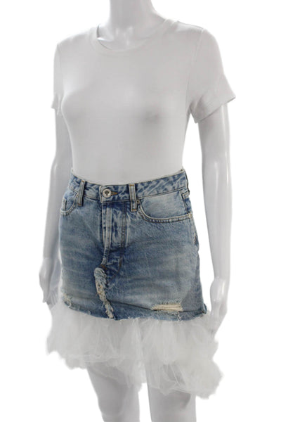 Unravel Project Womens Mini Pettiskirt Light Blue 100% Cotton Size 25