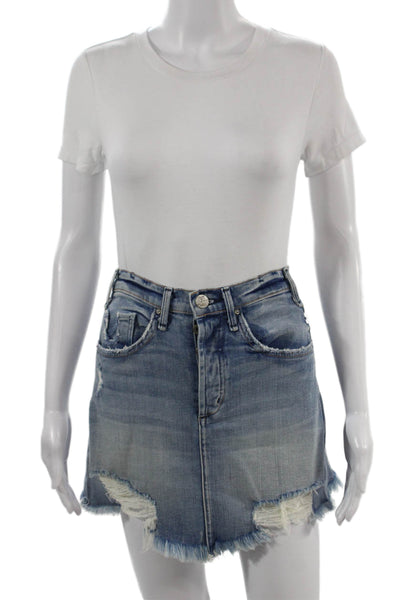 McGuire Womens Mini Blue Skirt Cotton Stretch Short Size 25