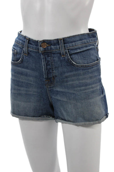 J Brand Unisex Dark Blue Button Front Cotton Stretch Shorts Size 25