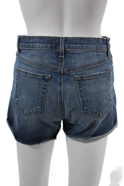 J Brand Unisex Dark Blue Button Front Cotton Stretch Shorts Size 25