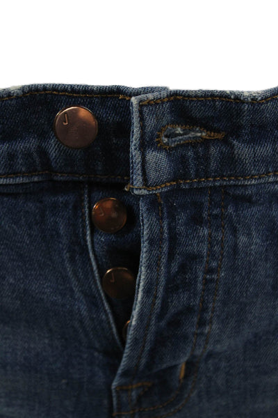 J Brand Unisex Dark Blue Button Front Cotton Stretch Shorts Size 25