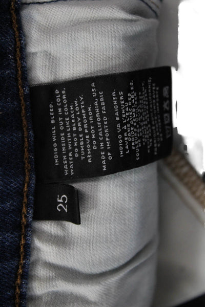 J Brand Unisex Dark Blue Button Front Cotton Stretch Shorts Size 25