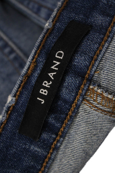 J Brand Unisex Dark Blue Button Front Cotton Stretch Shorts Size 25