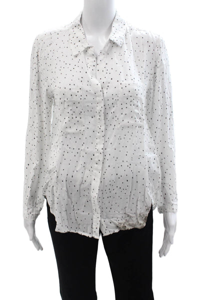 Bella Dahl Women Polka Dot Button Up Blouse White Size S
