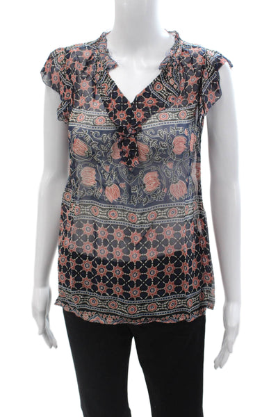 Velvet Women Bohemian Black V Neck Viscose Blouse Sleeveless Tie Size S