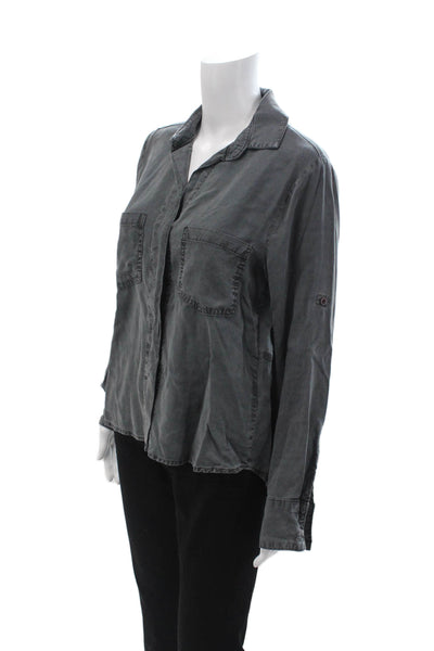 Bella Dahl Women Collared Long Sleeve Button Up Viscose Dark Gray Size S