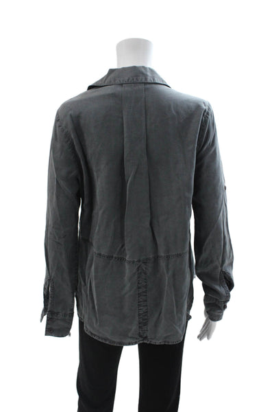 Bella Dahl Women Collared Long Sleeve Button Up Viscose Dark Gray Size S