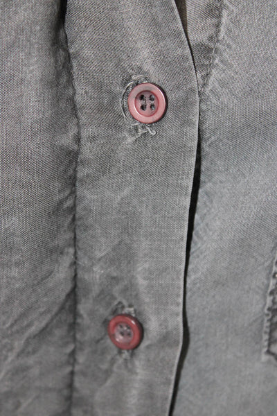 Bella Dahl Women Collared Long Sleeve Button Up Viscose Dark Gray Size S