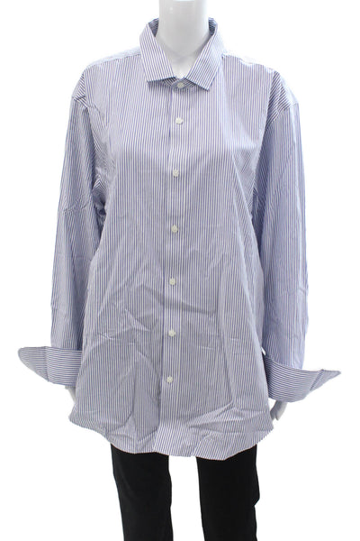J Crew Unisex Striped Collared Button-Up Long Sleeve Blue Size XL