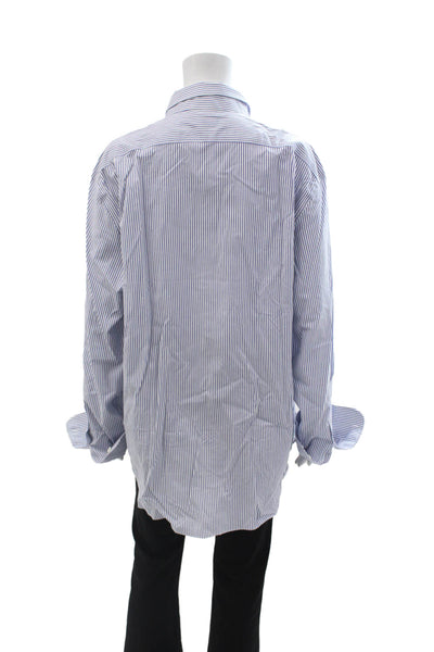 J Crew Unisex Striped Collared Button-Up Long Sleeve Blue Size XL
