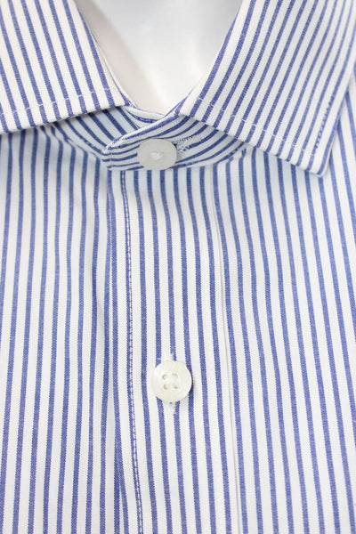 J Crew Unisex Striped Collared Button-Up Long Sleeve Blue Size XL