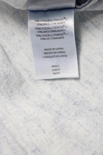 Rails Womens Light Blue Bohemian Button-Up Blouse Short Sleeve Size S